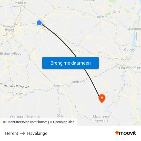 Herent to Havelange map