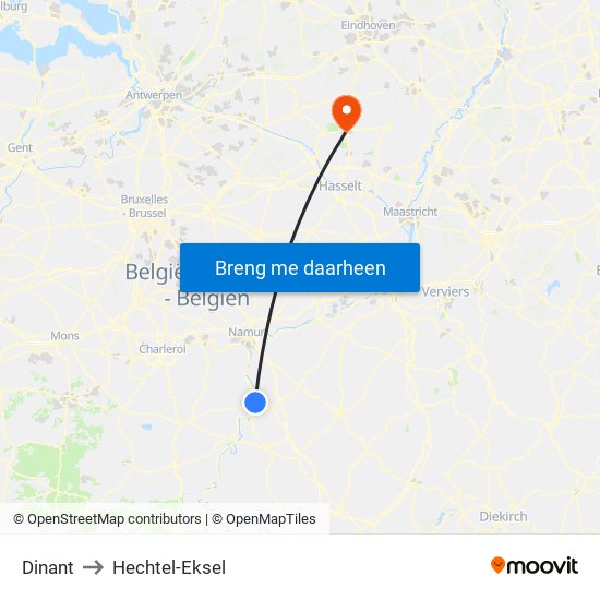 Dinant to Hechtel-Eksel map