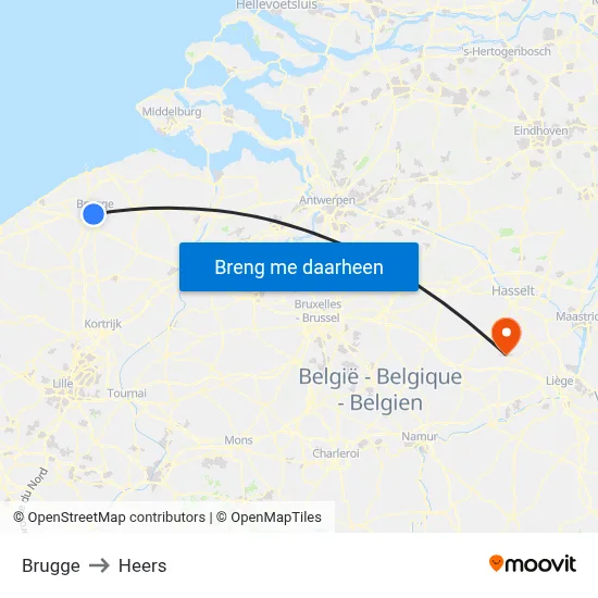 Brugge to Heers map