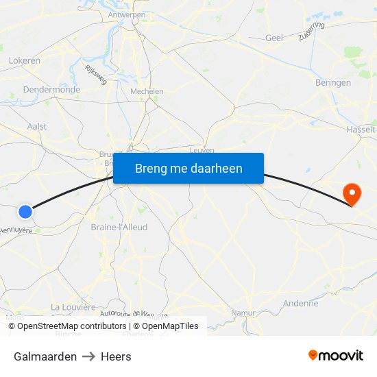 Galmaarden to Heers map