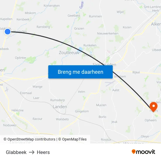 Glabbeek to Heers map
