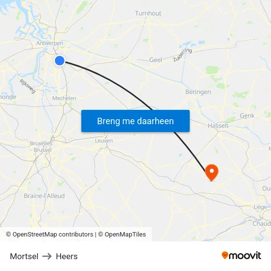 Mortsel to Heers map