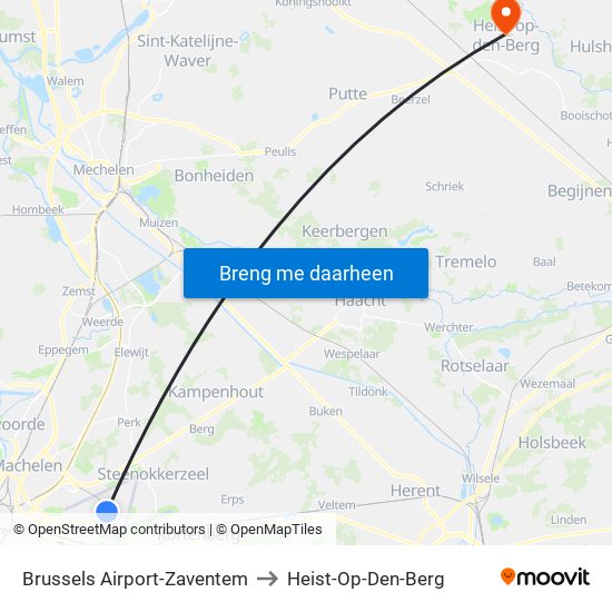 Brussels Airport-Zaventem to Heist-Op-Den-Berg map