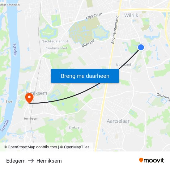 Edegem to Hemiksem map