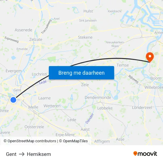 Gent to Hemiksem map