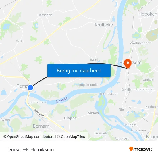 Temse to Hemiksem map