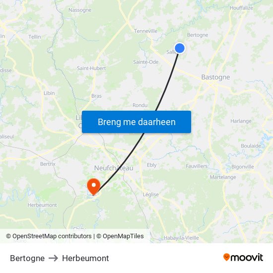 Bertogne to Herbeumont map