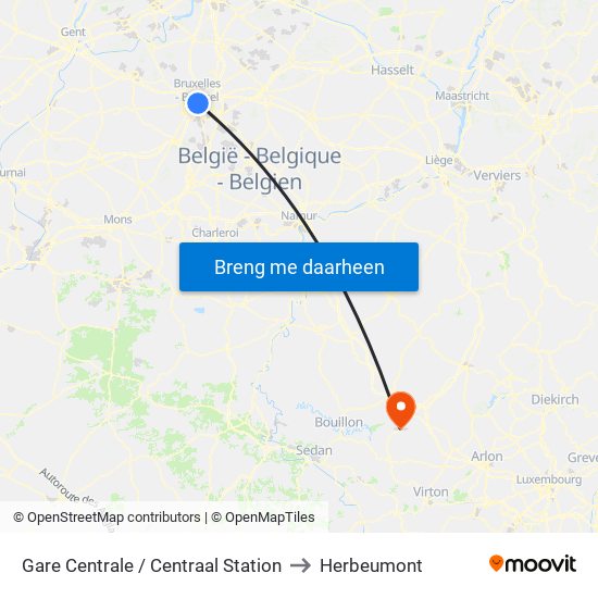 Gare Centrale / Centraal Station to Herbeumont map