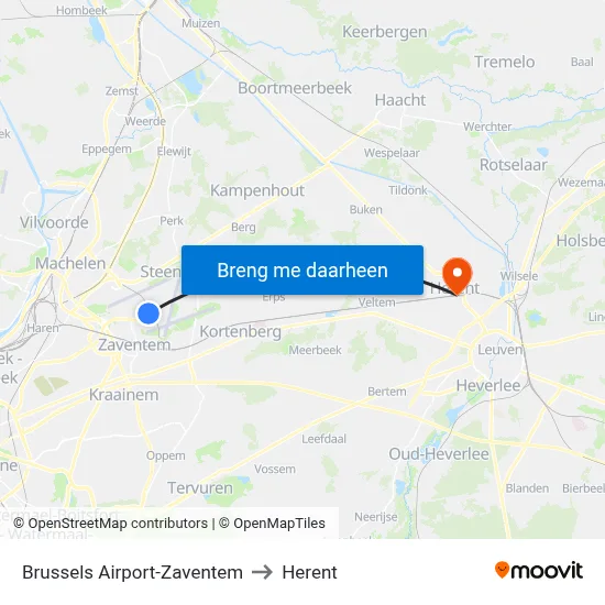 Brussels Airport-Zaventem to Herent map