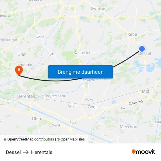 Dessel to Herentals map