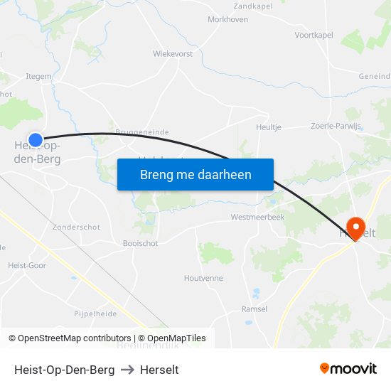 Heist-Op-Den-Berg to Herselt map