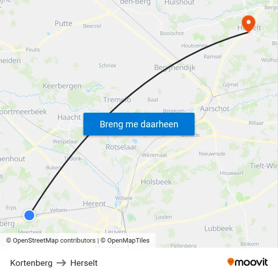 Kortenberg to Herselt map