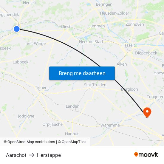 Aarschot to Herstappe map