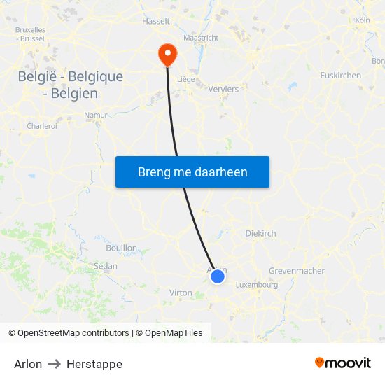 Arlon to Herstappe map