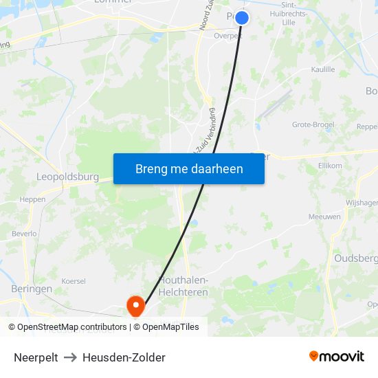 Neerpelt to Heusden-Zolder map