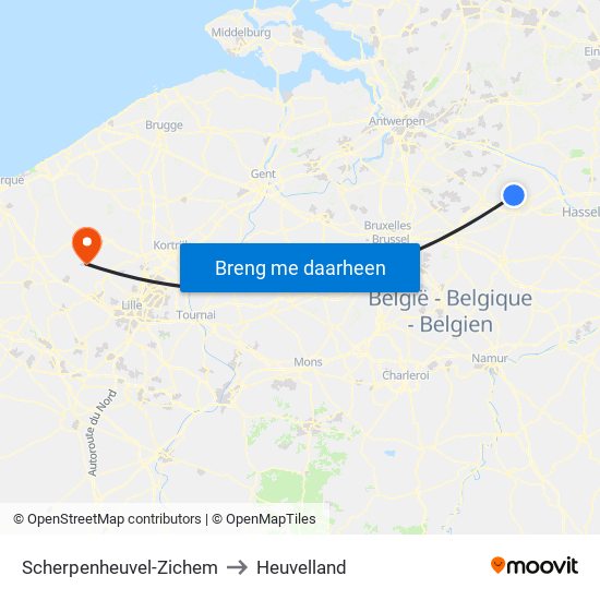 Scherpenheuvel-Zichem to Heuvelland map