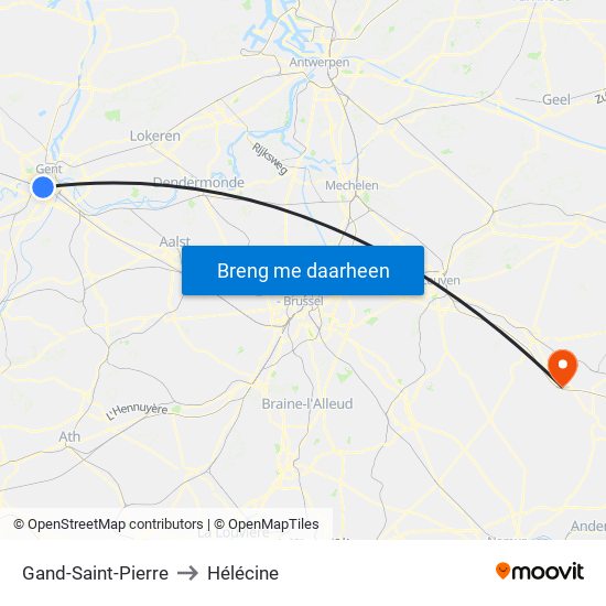 Gand-Saint-Pierre to Hélécine map