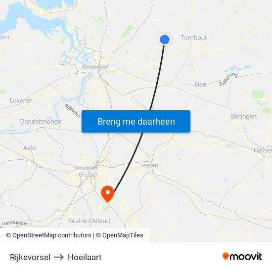 Rijkevorsel to Hoeilaart map