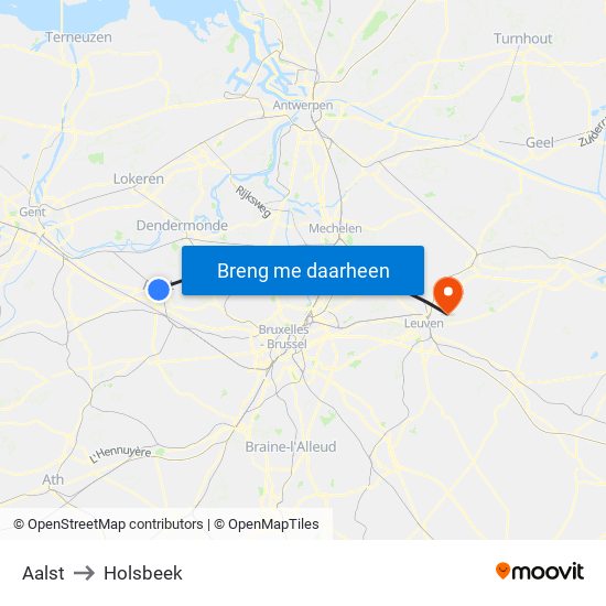 Aalst to Holsbeek map