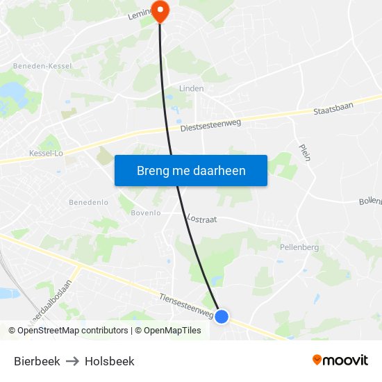 Bierbeek to Holsbeek map