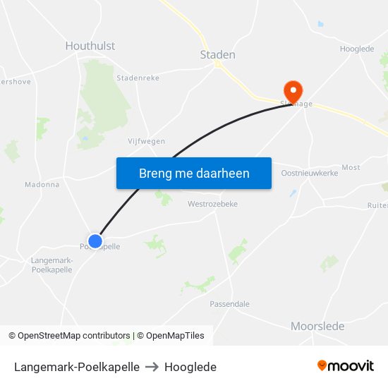 Langemark-Poelkapelle to Hooglede map