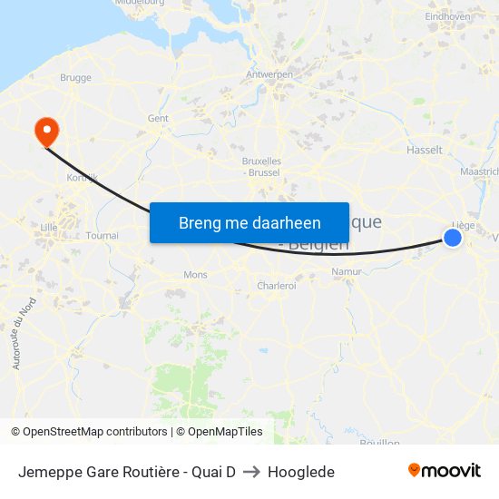 Jemeppe Gare Routière - Quai D to Hooglede map