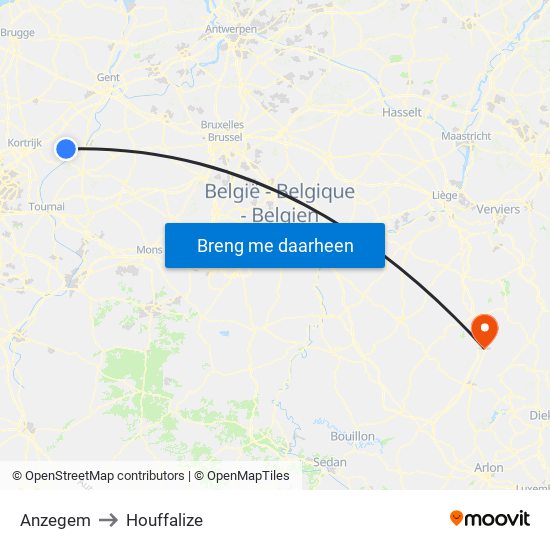 Anzegem to Houffalize map