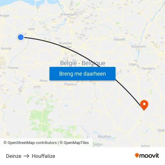 Deinze to Houffalize map