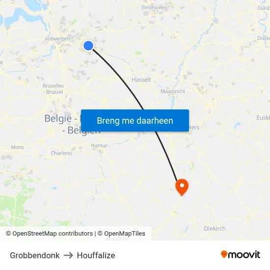 Grobbendonk to Houffalize map