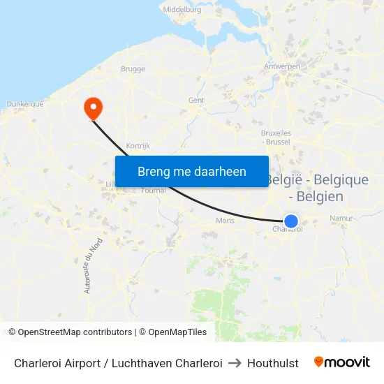 Charleroi Airport / Luchthaven Charleroi to Houthulst map