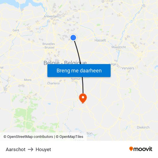 Aarschot to Houyet map