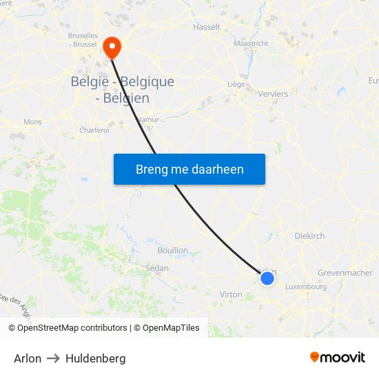 Arlon to Huldenberg map