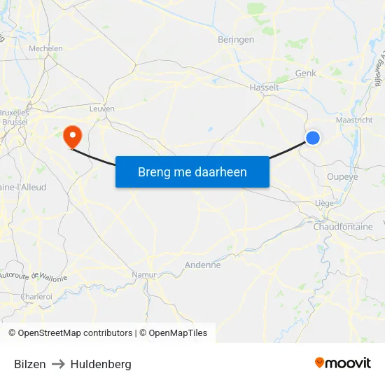 Bilzen to Huldenberg map