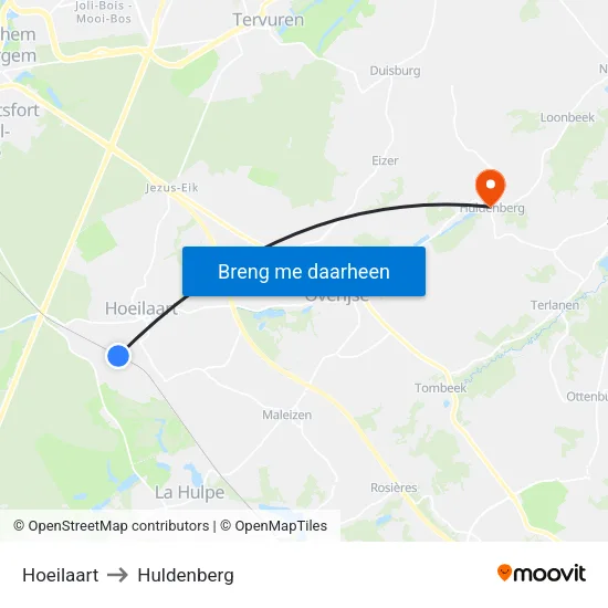 Hoeilaart to Huldenberg map