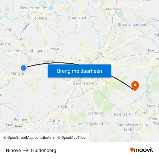 Ninove to Huldenberg map