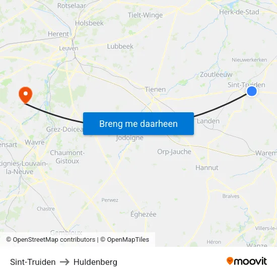 Sint-Truiden to Huldenberg map