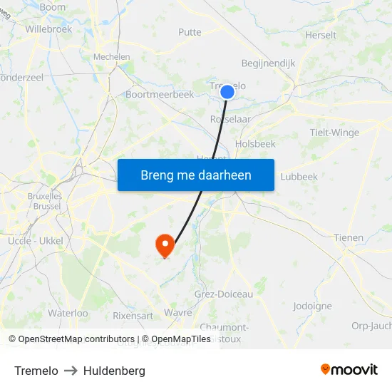 Tremelo to Huldenberg map