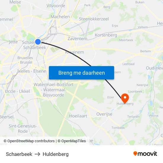 Schaerbeek to Huldenberg map