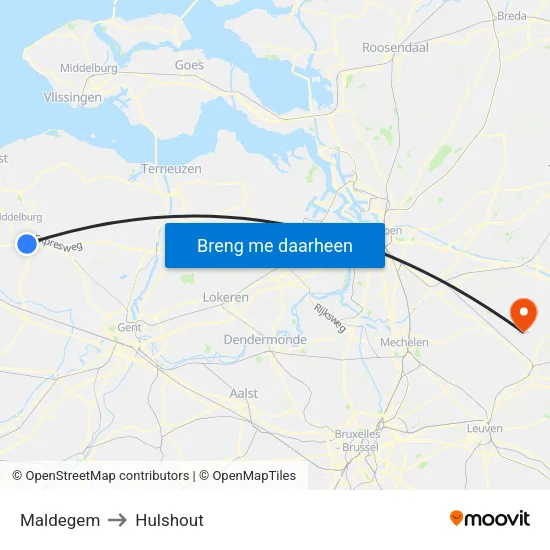 Maldegem to Hulshout map