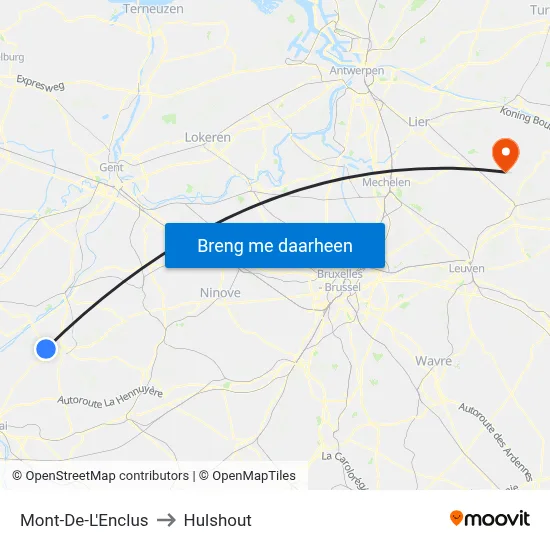 Mont-De-L'Enclus to Hulshout map