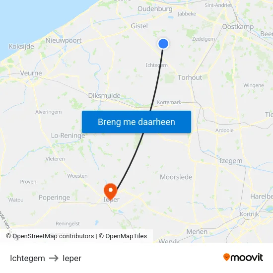 Ichtegem to Ieper map