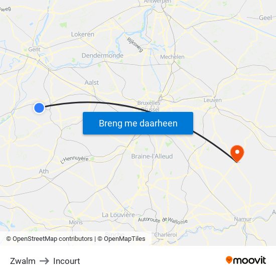 Zwalm to Incourt map