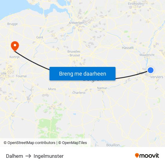 Dalhem to Ingelmunster map