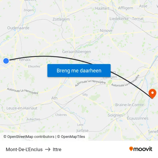 Mont-De-L'Enclus to Ittre map