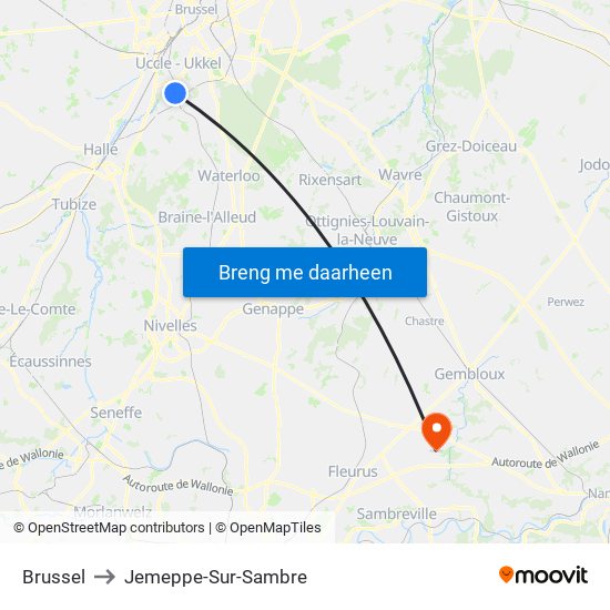 Brussel to Jemeppe-Sur-Sambre map