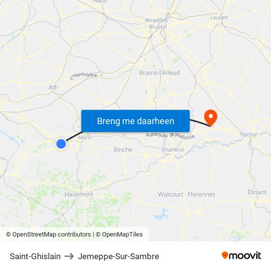 Saint-Ghislain to Jemeppe-Sur-Sambre map