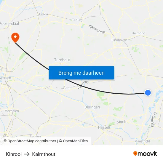 Kinrooi to Kalmthout map