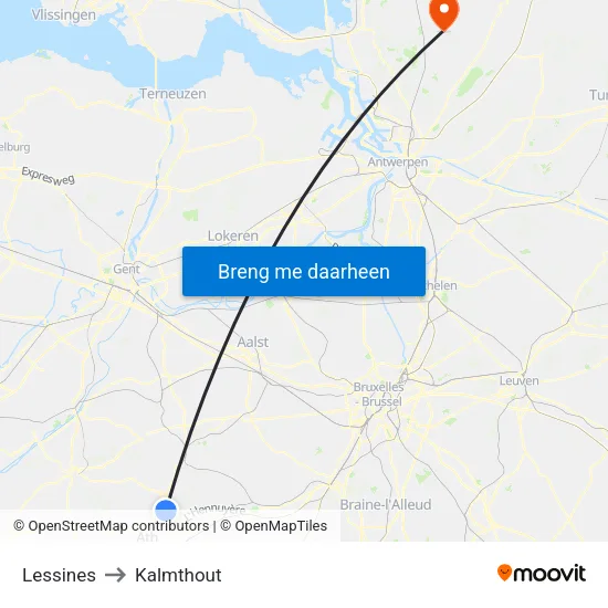 Lessines to Kalmthout map