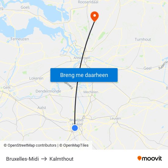 Bruxelles-Midi to Kalmthout map