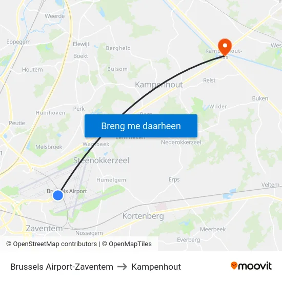 Brussels Airport-Zaventem to Kampenhout map